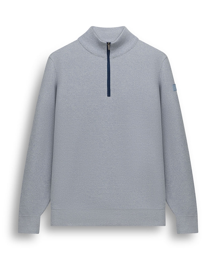 Heren trui met rits blauw