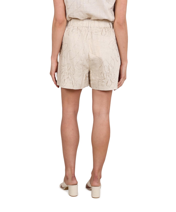 Dagmar Embroidery dames korte broek beige