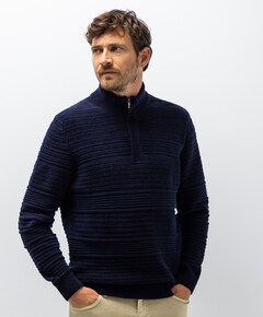Heren trui met rits blauw