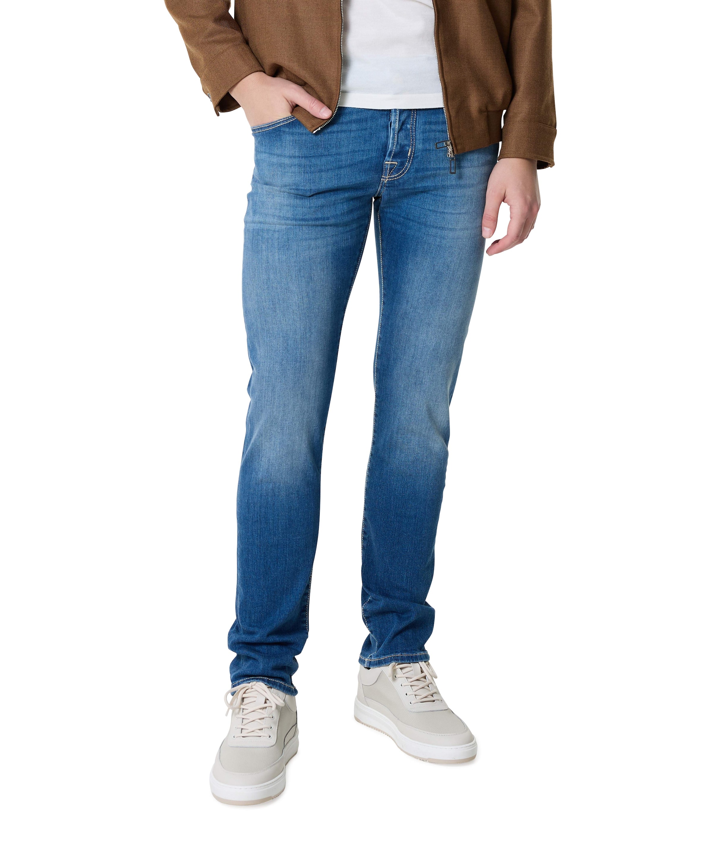 Nick Slim 5 Pocket heren jeans blauw