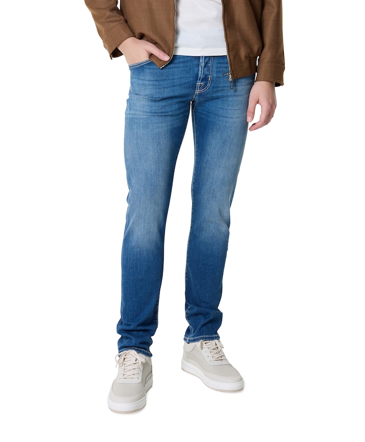 Nick Slim 5 Pocket heren jeans blauw