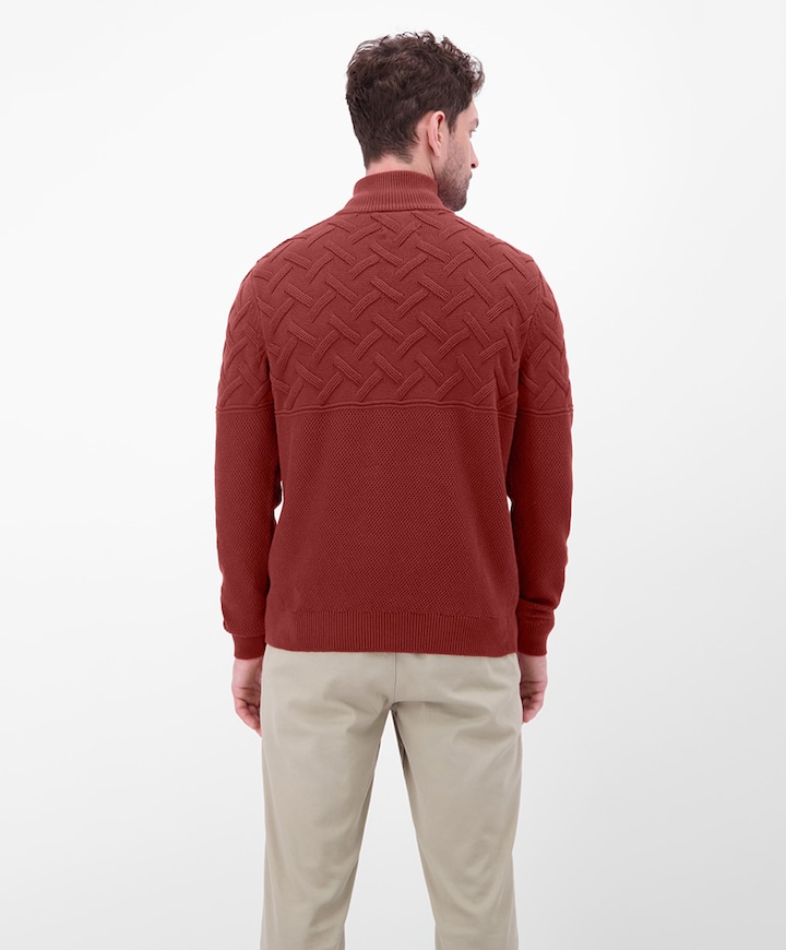 Heren trui met rits bordeaux