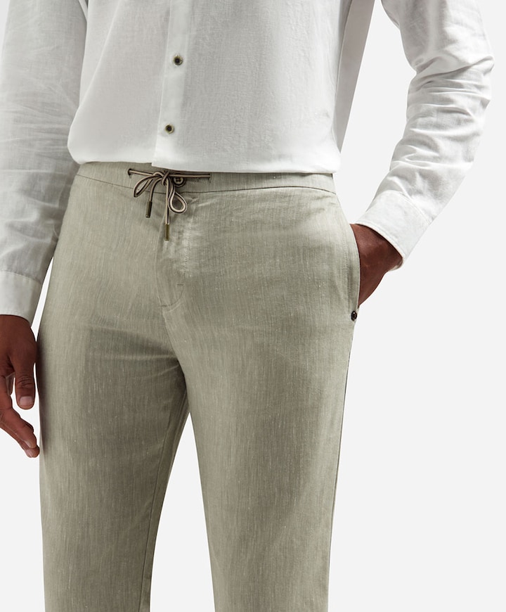 Pants With Linen Yarn Dyed heren broek beige