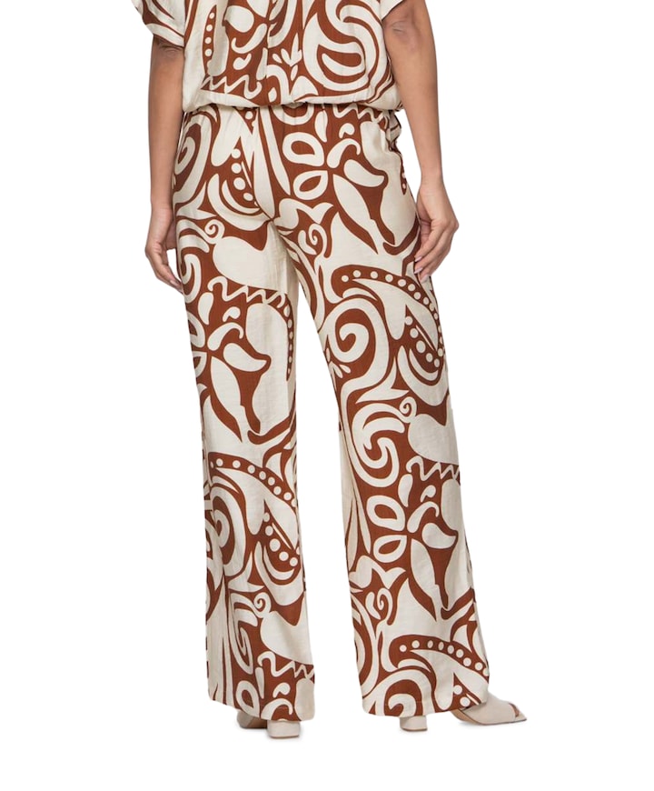 Bi-color dames broek bruin