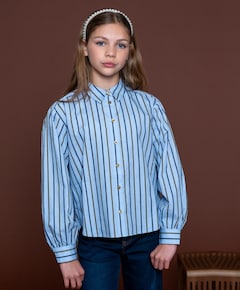Meisjes blouse lange mouw blauw