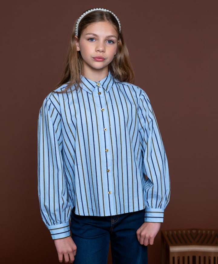Meisjes blouse lange mouw blauw