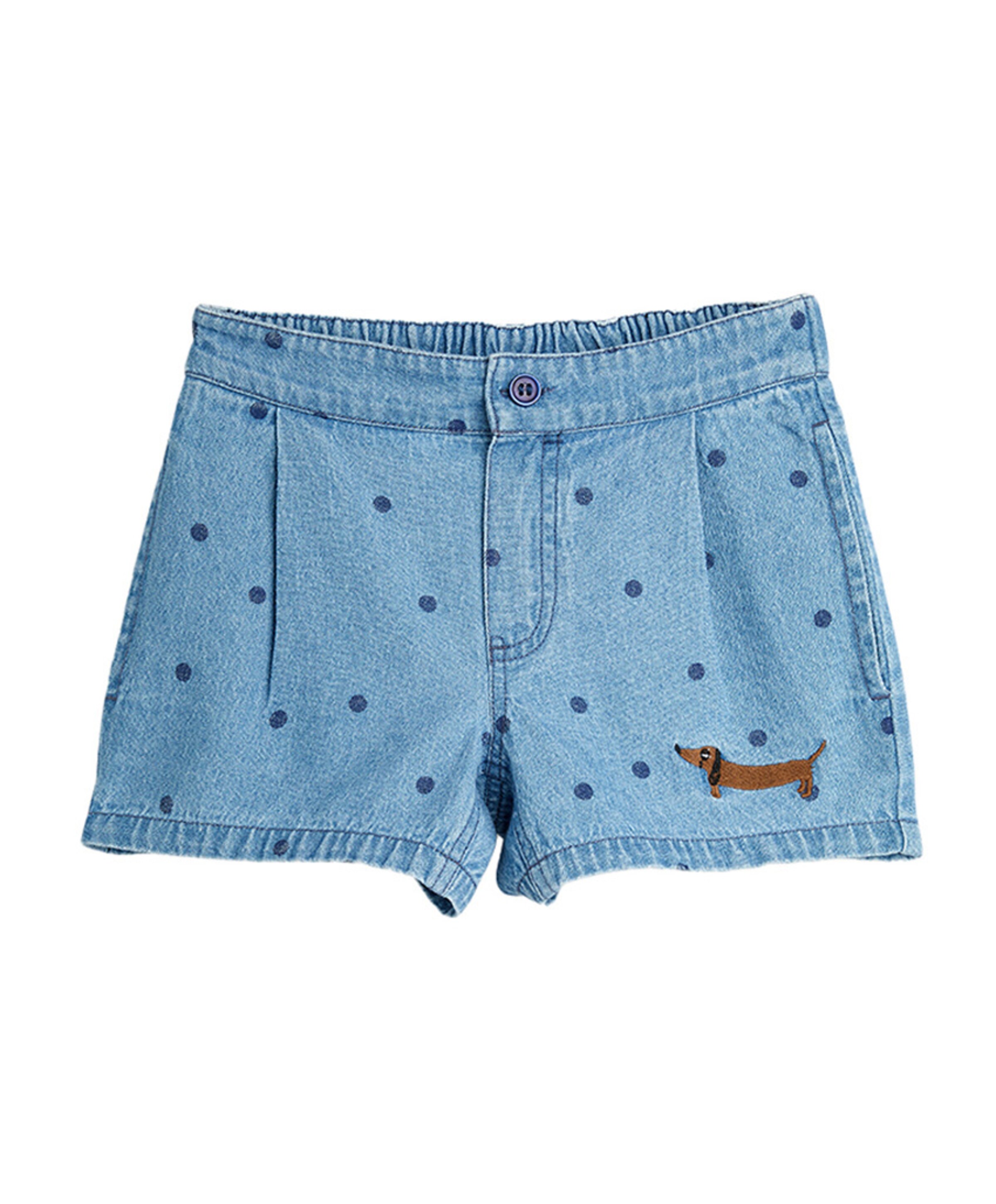 Denim dots aop short meisjes korte broek blauw