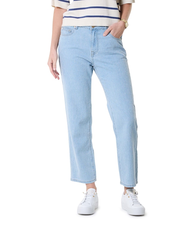 Slim fit jeans light cotton shine blauw