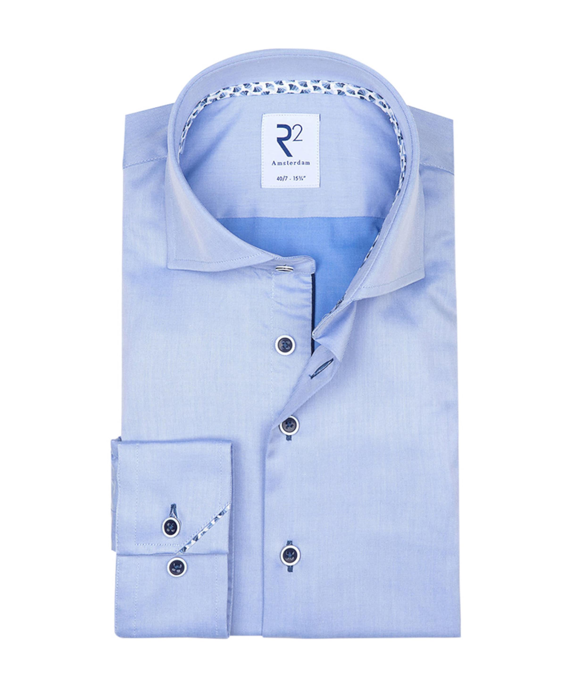 Heren overhemd extra lange mouw blauw