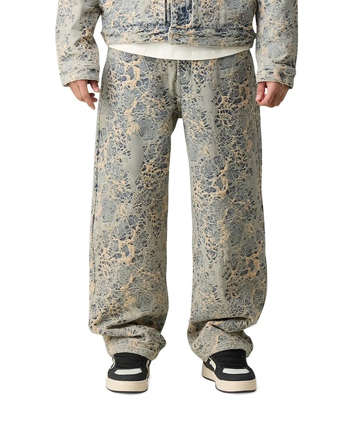 Jacquard heren jeans blauw