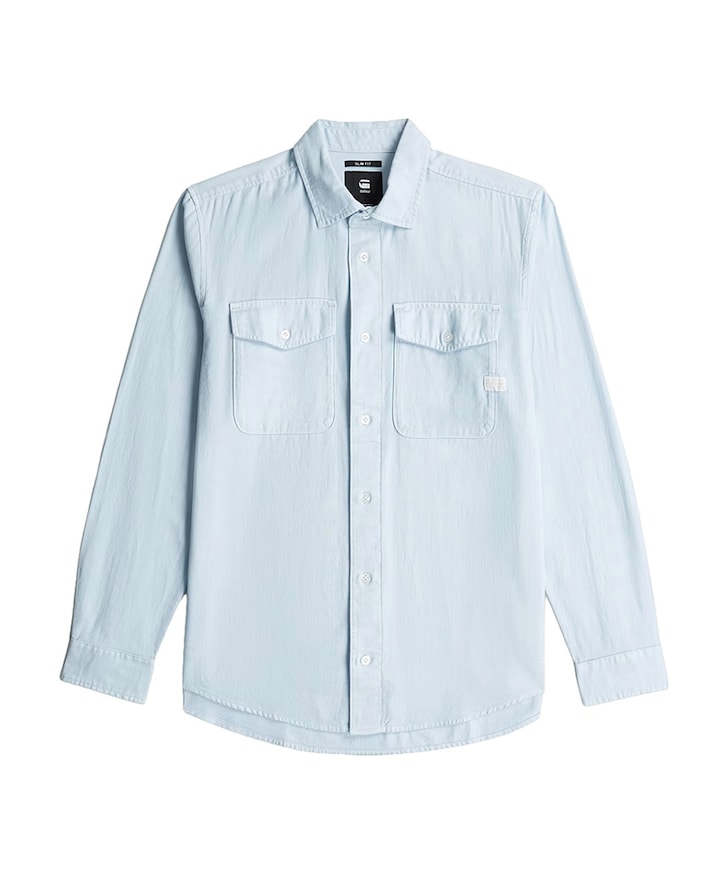 Heren overhemd lange mouw blauw