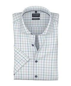 Heren overhemd korte mouw blauw