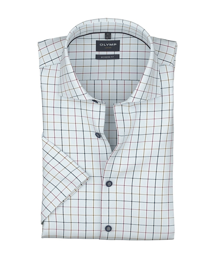 Heren overhemd korte mouw blauw