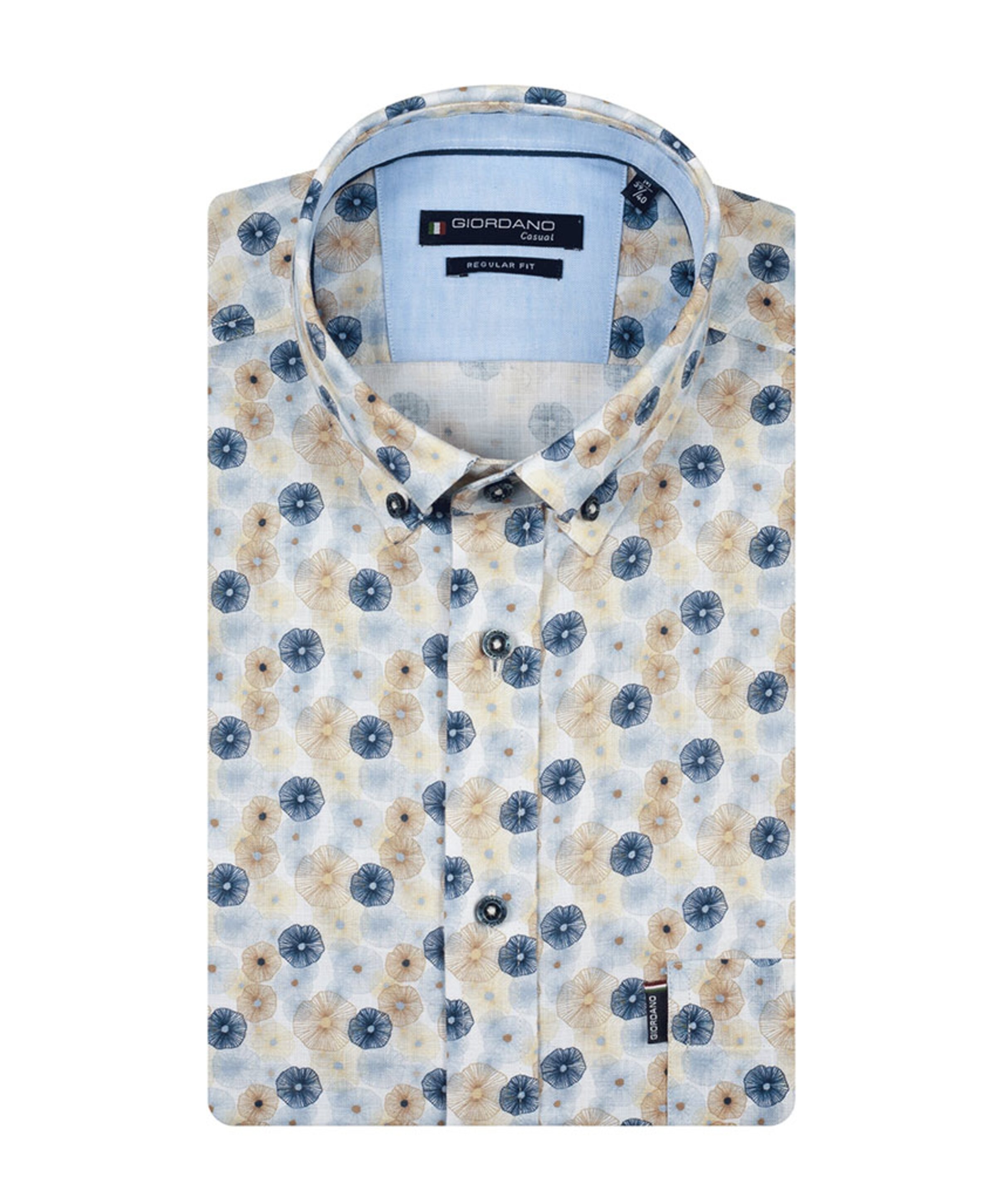 Heren overhemd korte mouw geel