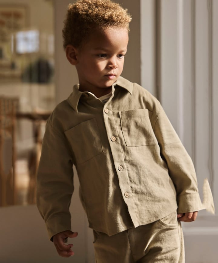 Meisjes blouse lange mouw beige