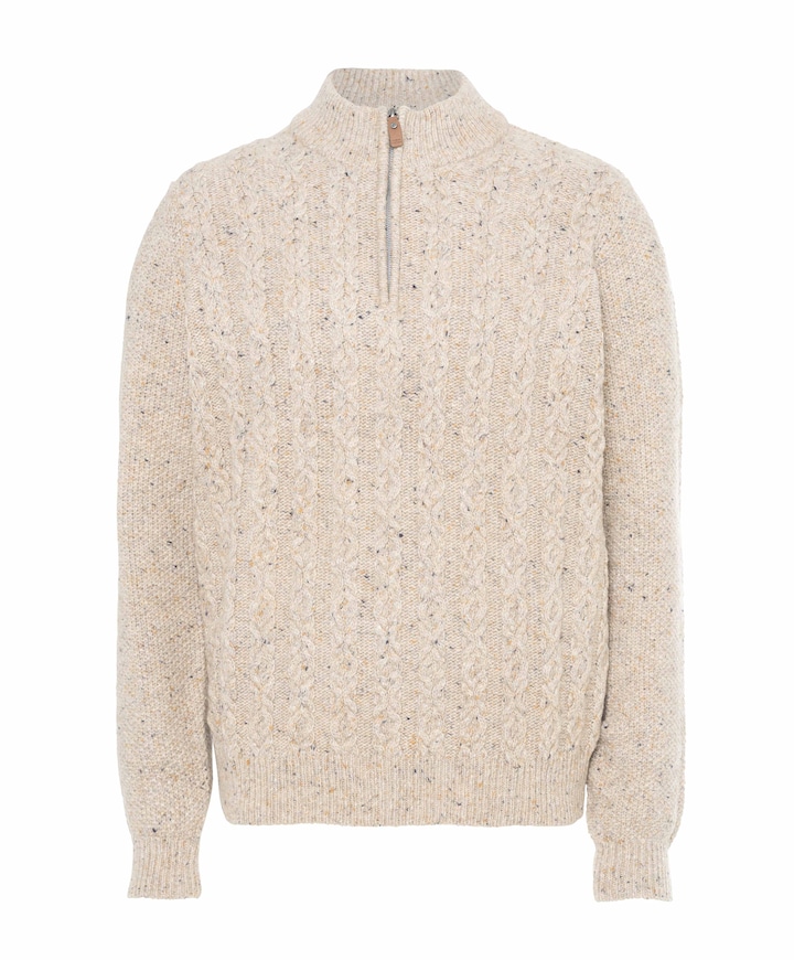 Heren trui met rits beige