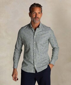 Heren overhemd lange mouw groen