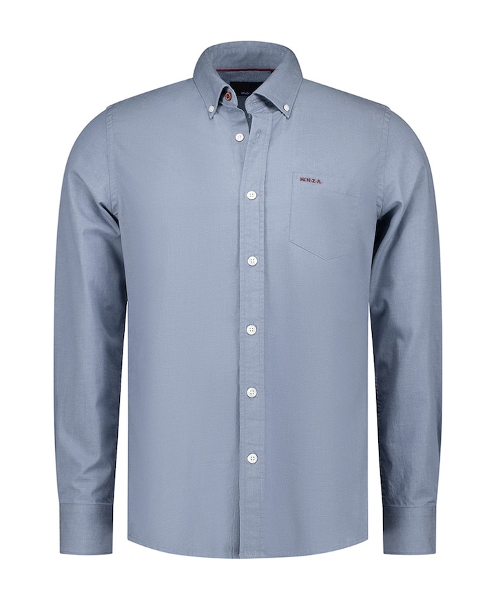 Heren overhemd lange mouw blauw