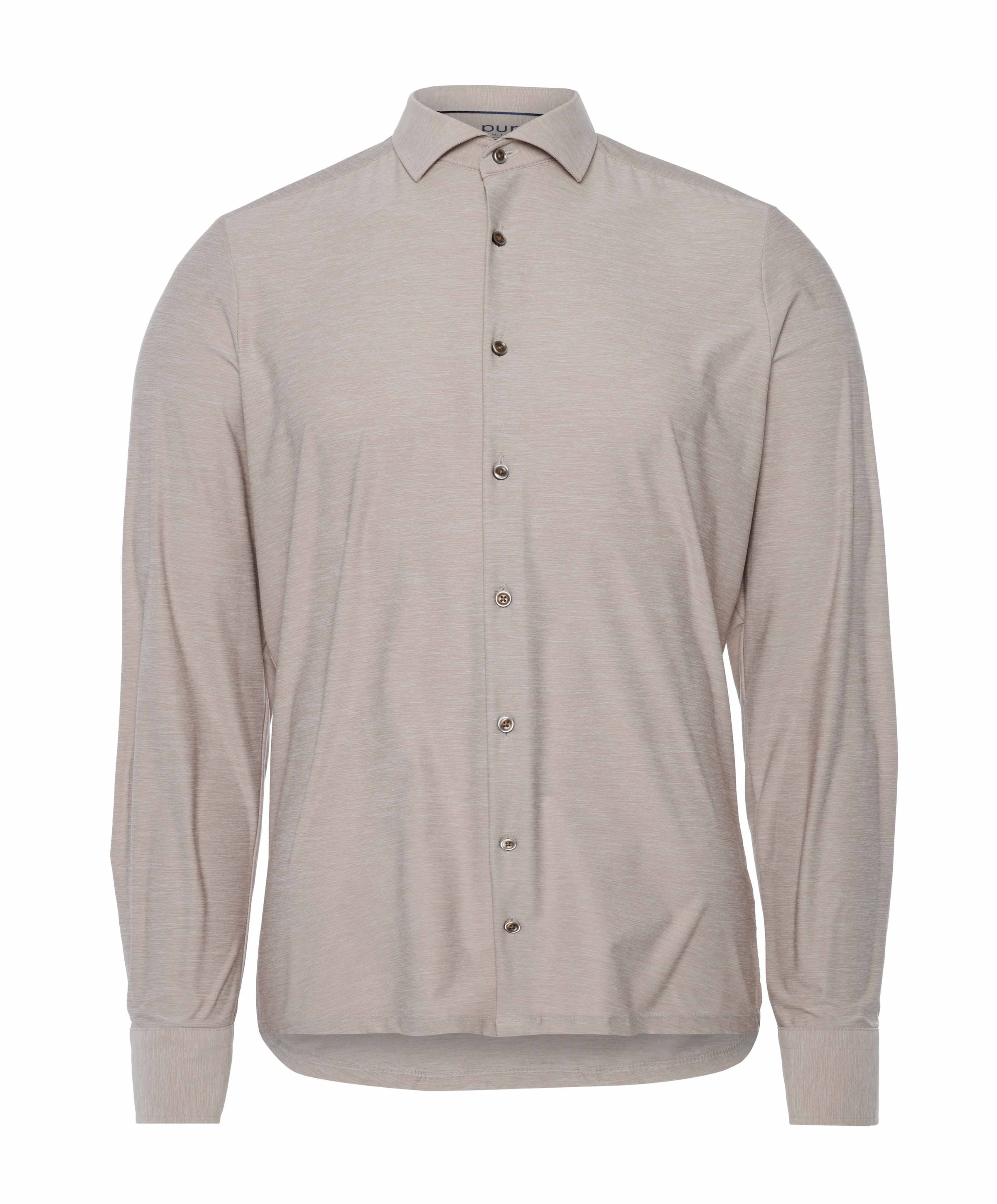 Heren overhemd lange mouw beige