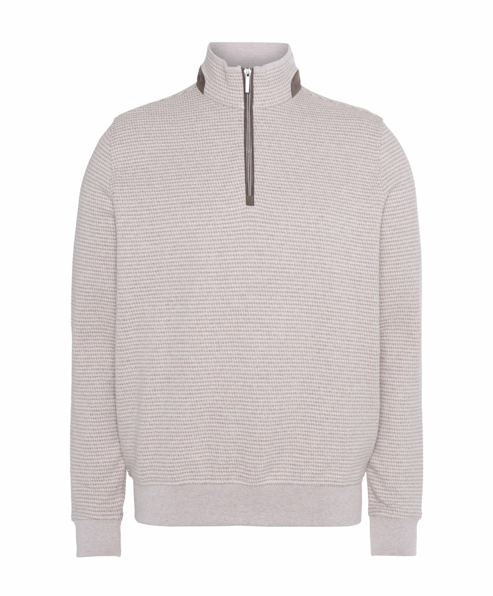 Heren trui met rits beige