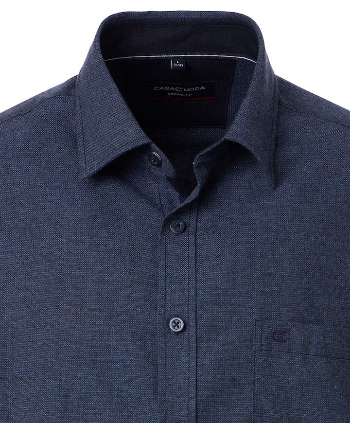 Heren overhemd lange mouw blauw