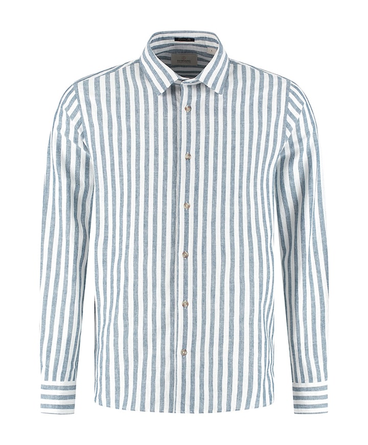 Heren overhemd lange mouw blauw