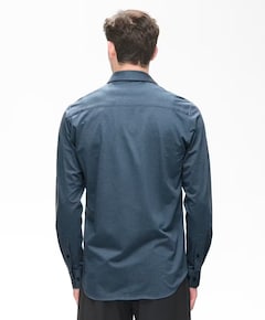 Heren overhemd lange mouw blauw