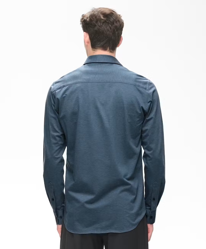 Heren overhemd lange mouw blauw