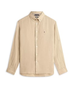 Heren overhemd lange mouw beige