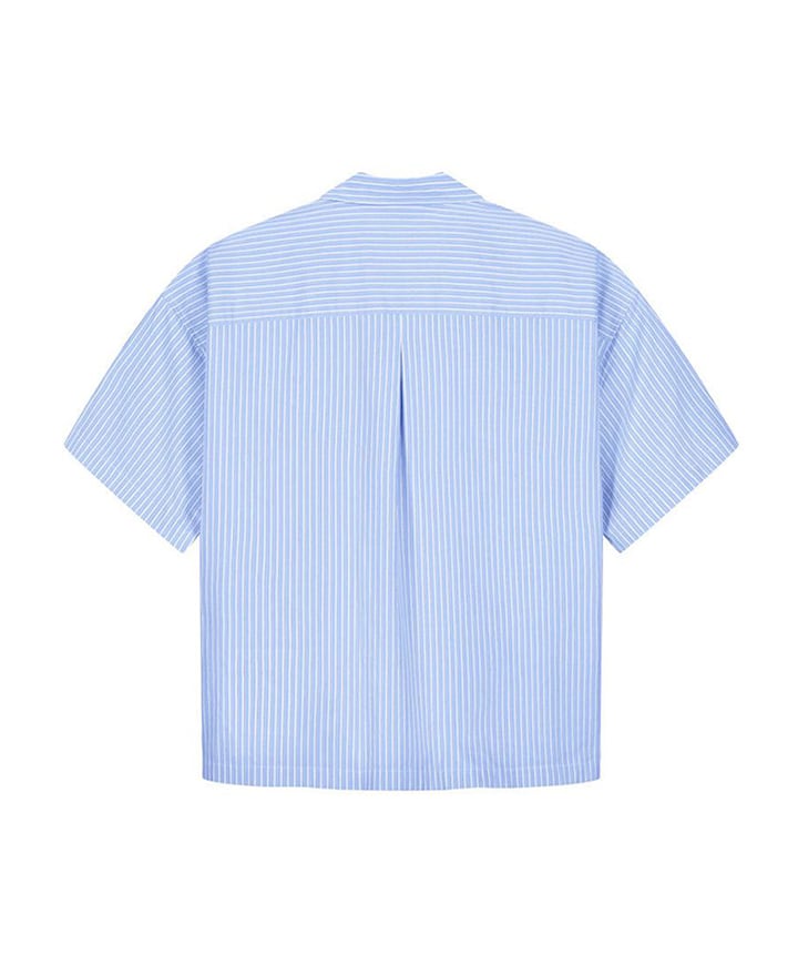 Heren overhemd korte mouw blauw
