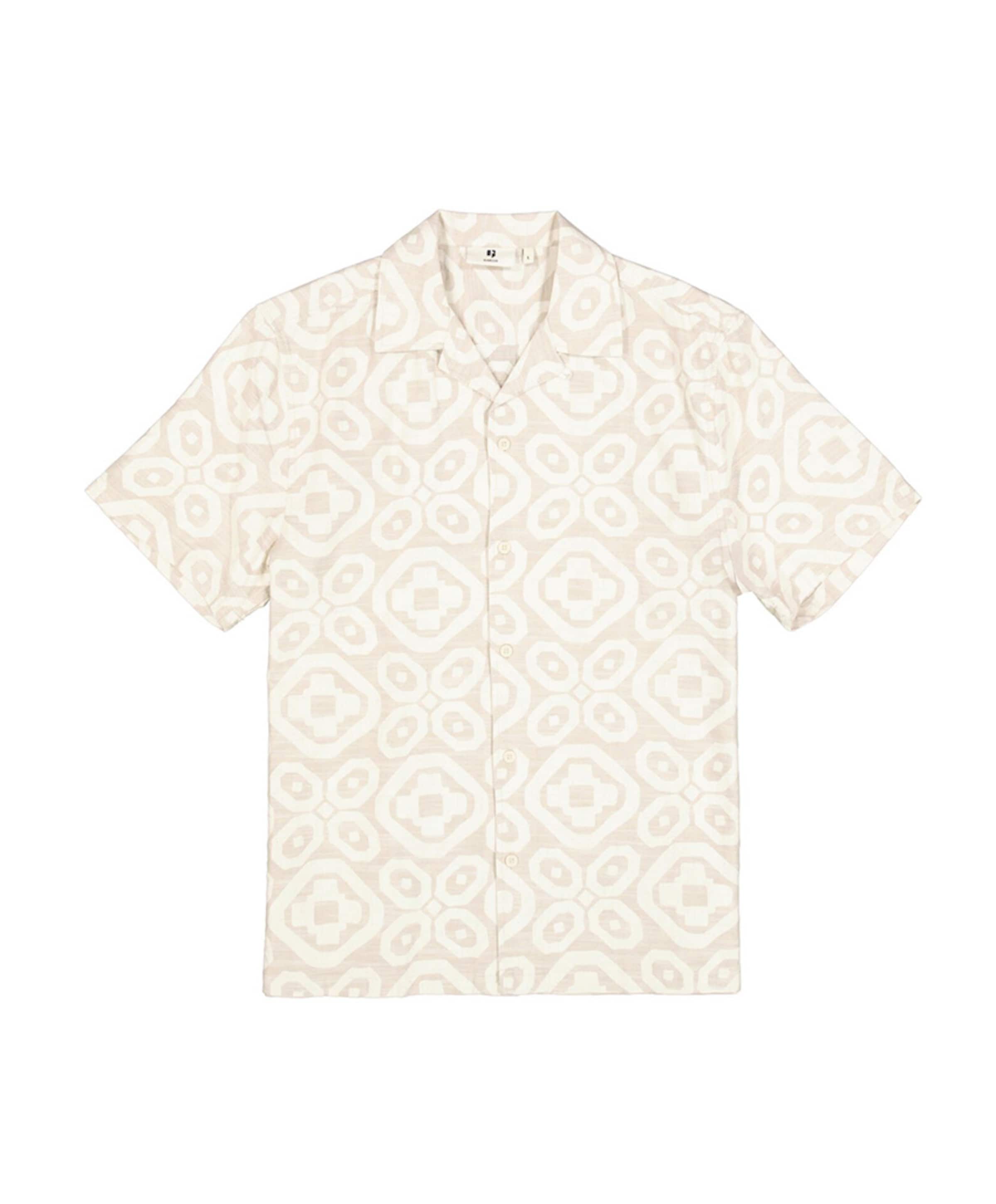 Heren overhemd korte mouw beige