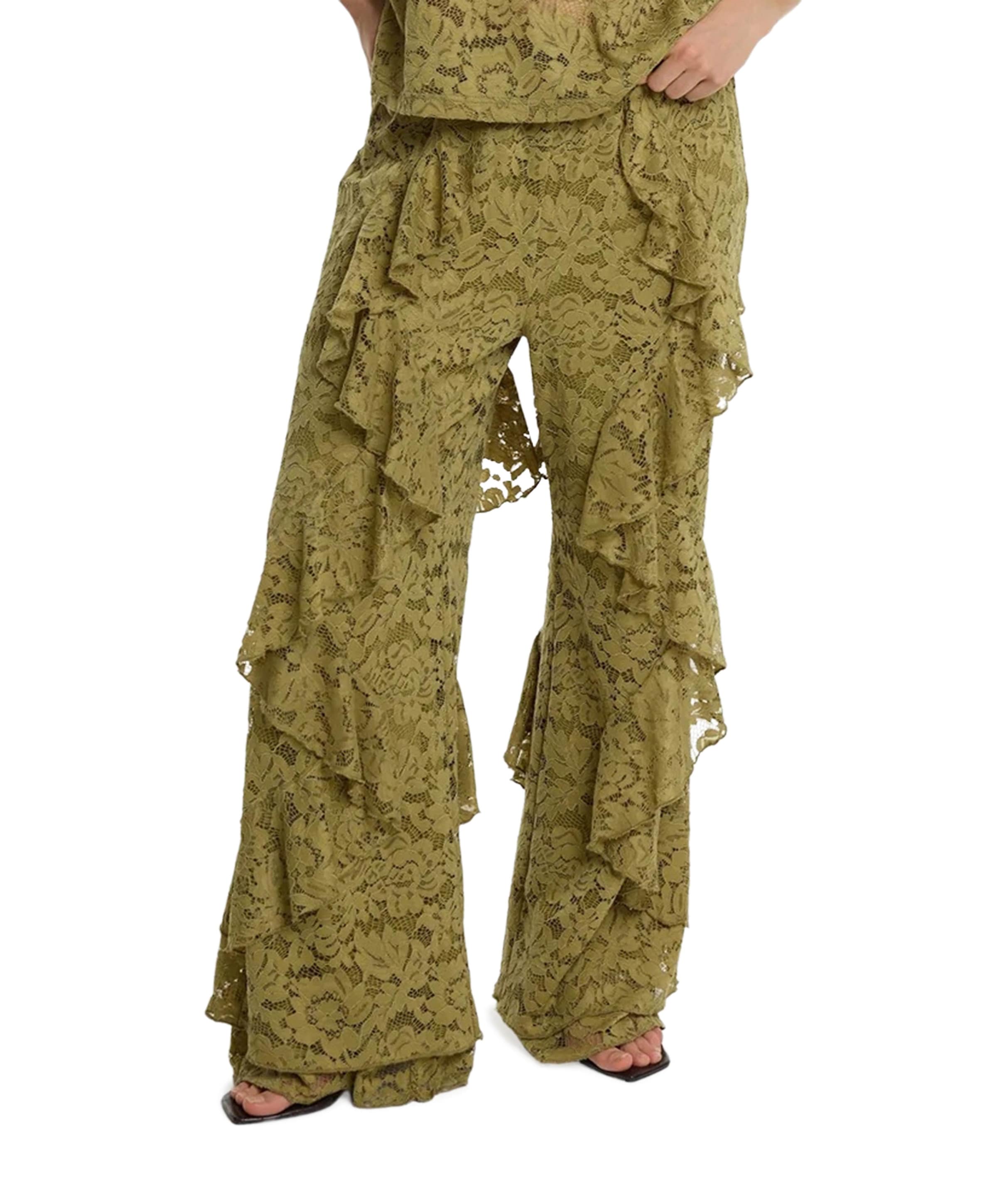 Ladies knitted lace AYA dames broek groen
