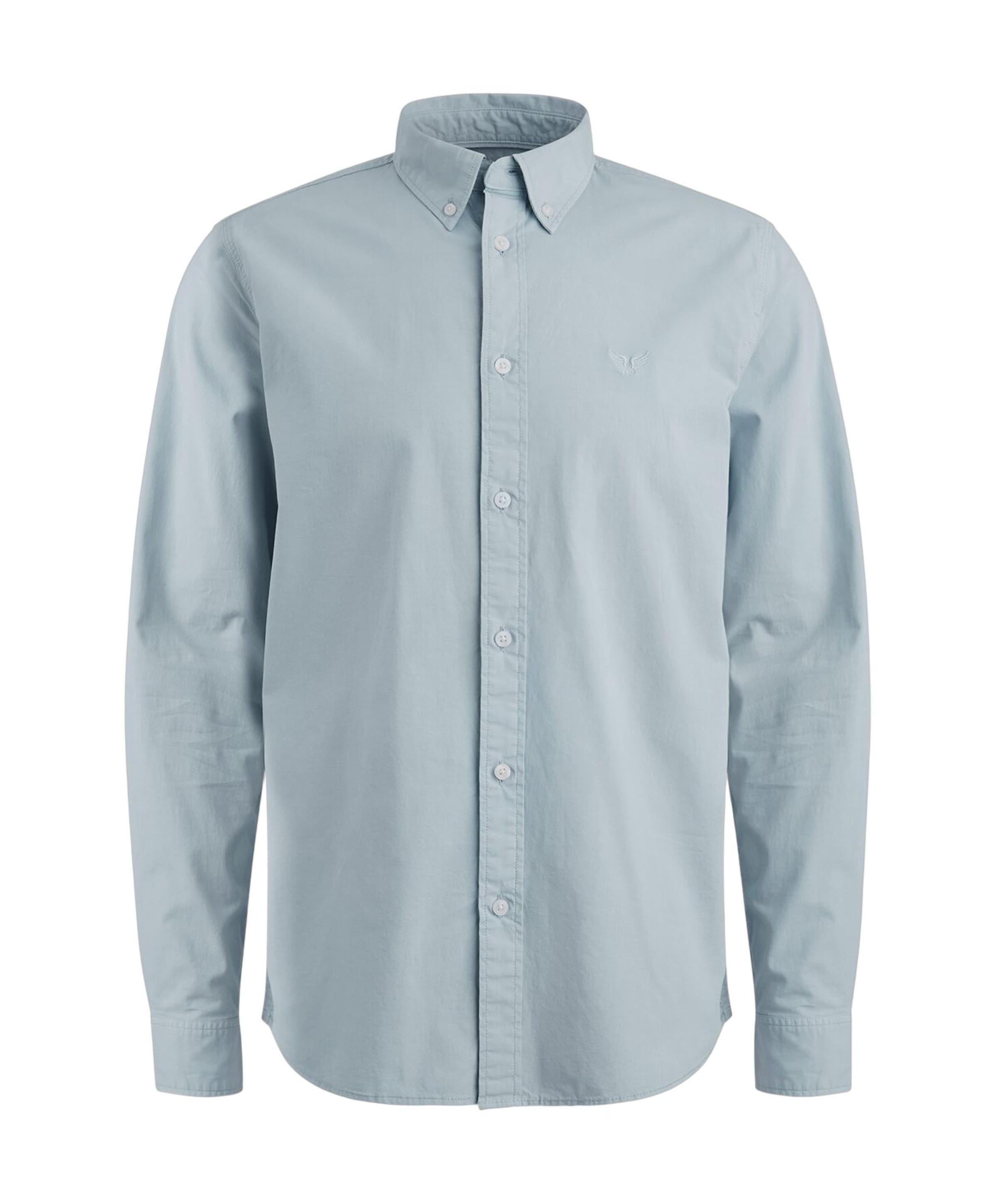 Heren overhemd lange mouw blauw