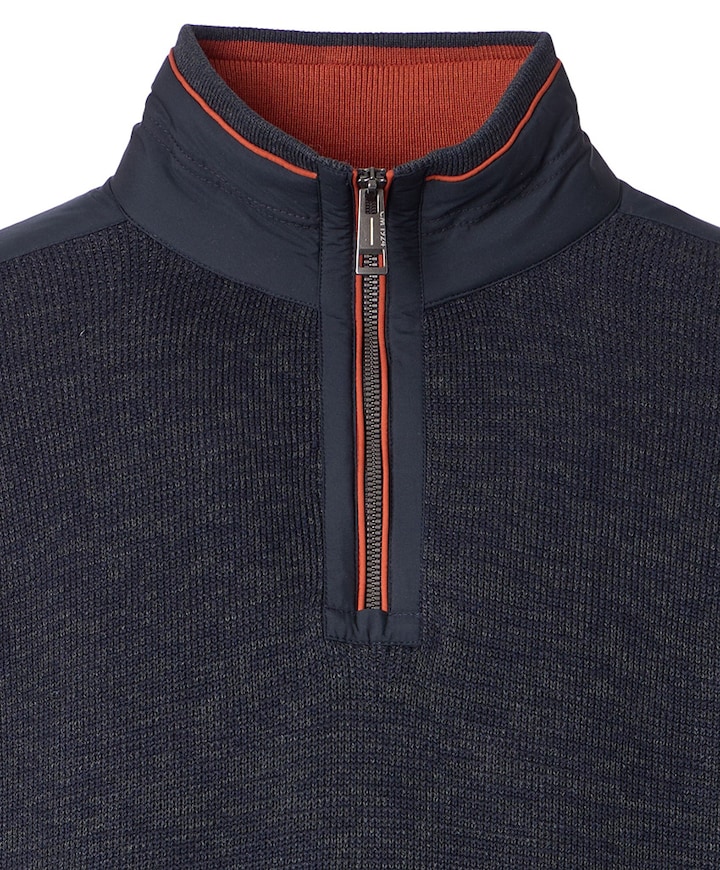 Heren trui met rits blauw