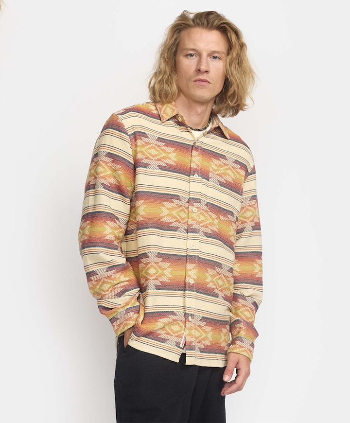 Heren overhemd lange mouw oranje