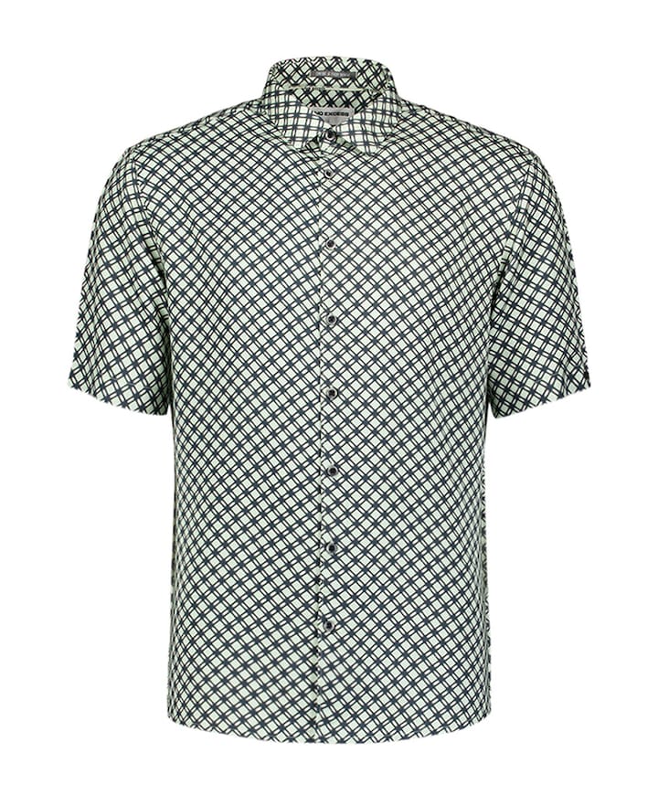 Heren overhemd korte mouw groen