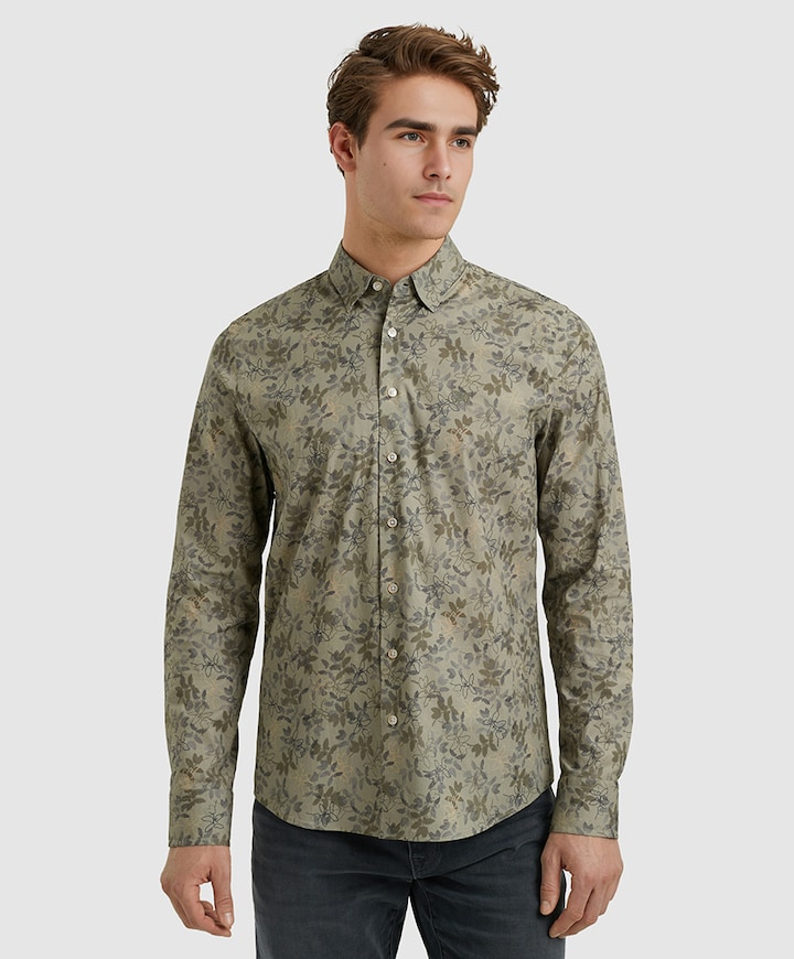Heren overhemd lange mouw groen