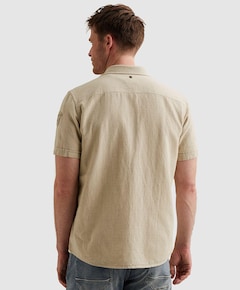 Heren overhemd korte mouw beige