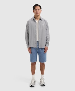 Heren overhemd lange mouw blauw