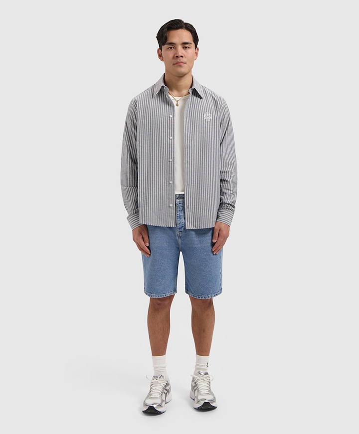 Heren overhemd lange mouw blauw