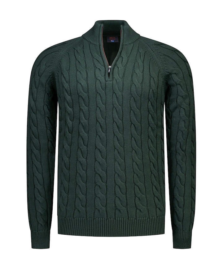 Heren trui met rits groen
