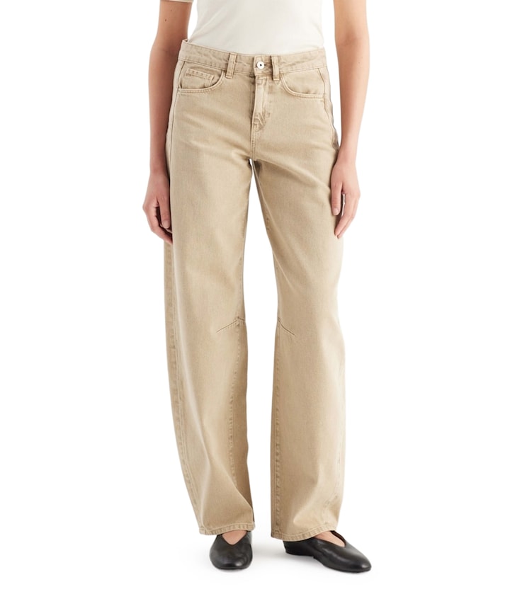 mid waist balloon jeans dames jeans beige