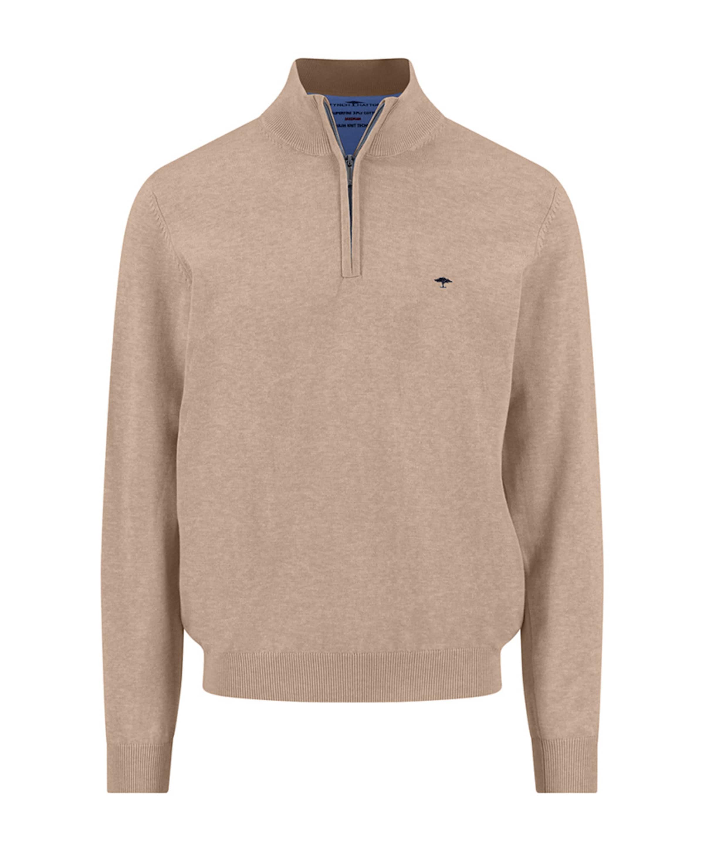 Heren trui met rits beige