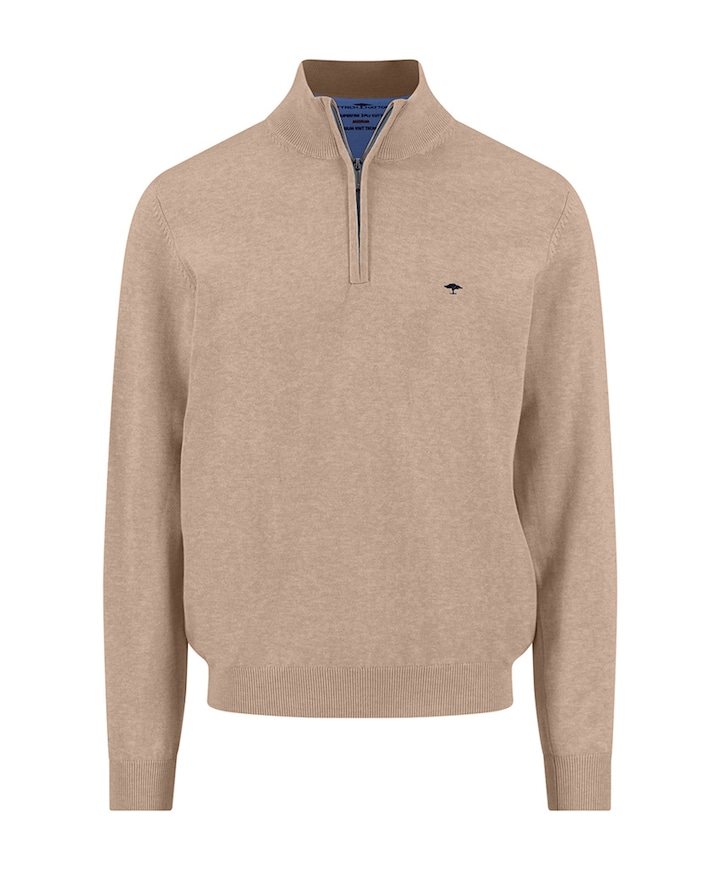 Heren trui met rits beige