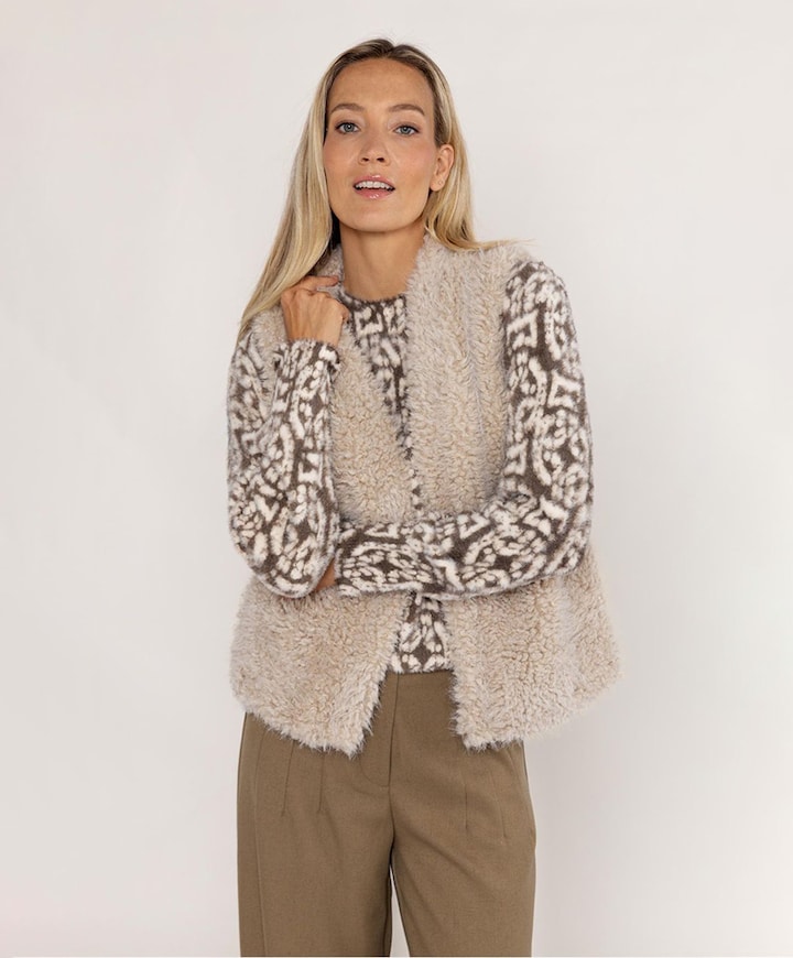 Dames gilet beige