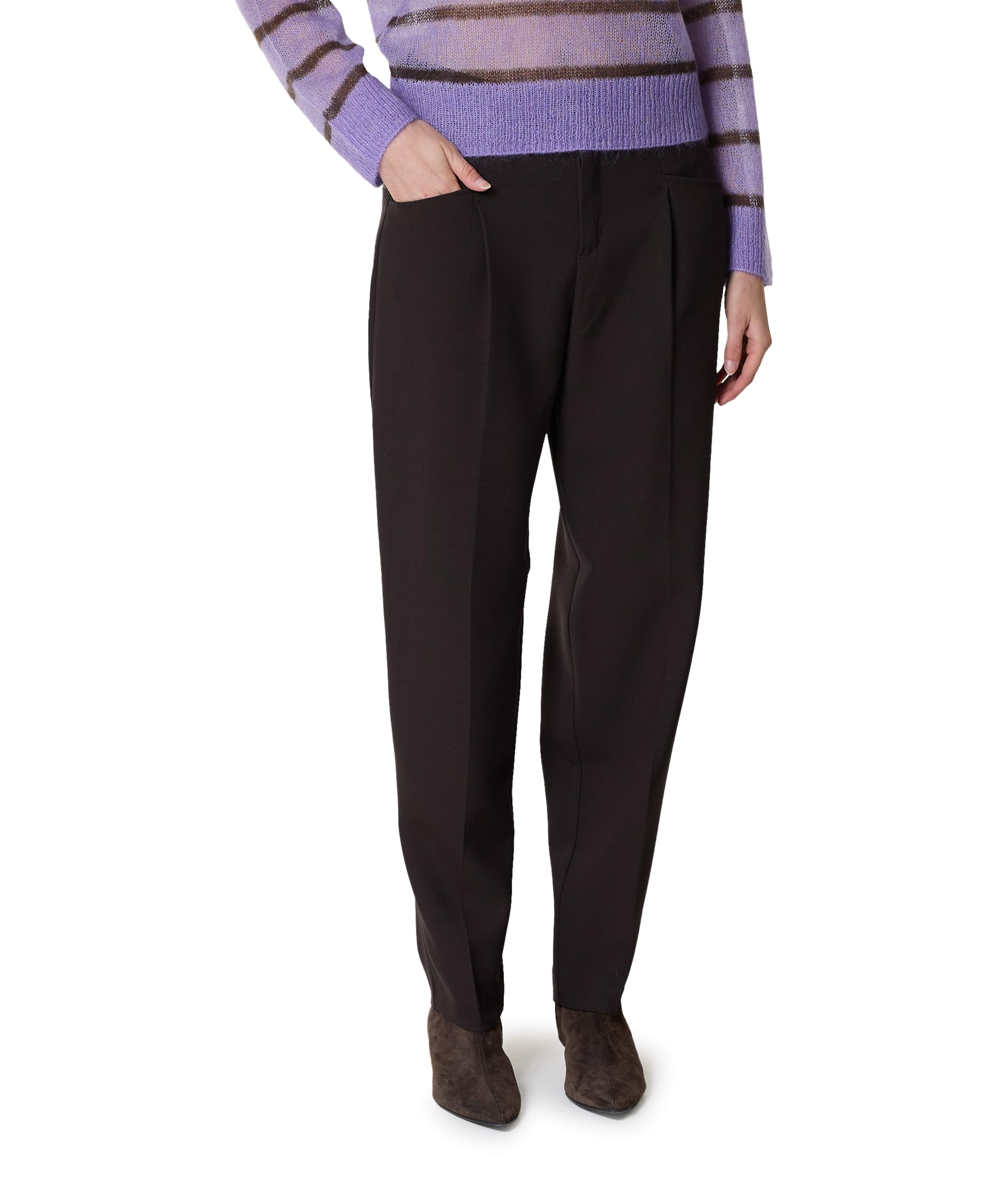 Mara Momfit Pleat dames broek bruin