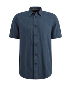 Heren overhemd korte mouw blauw
