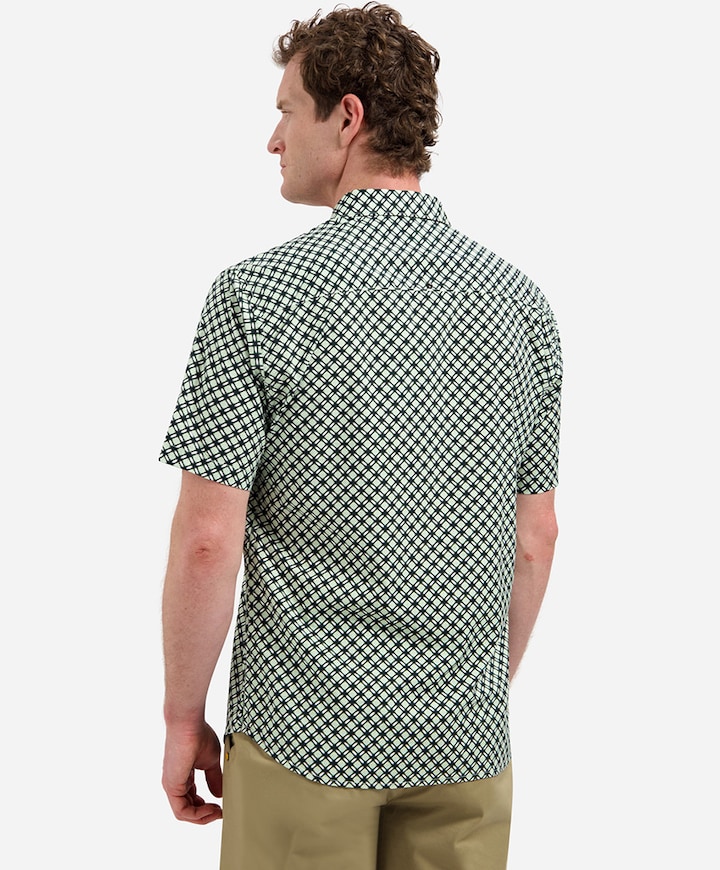 Heren overhemd korte mouw groen