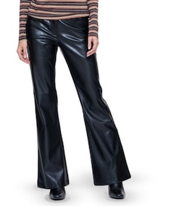 Pants PU flair dames broek zwart