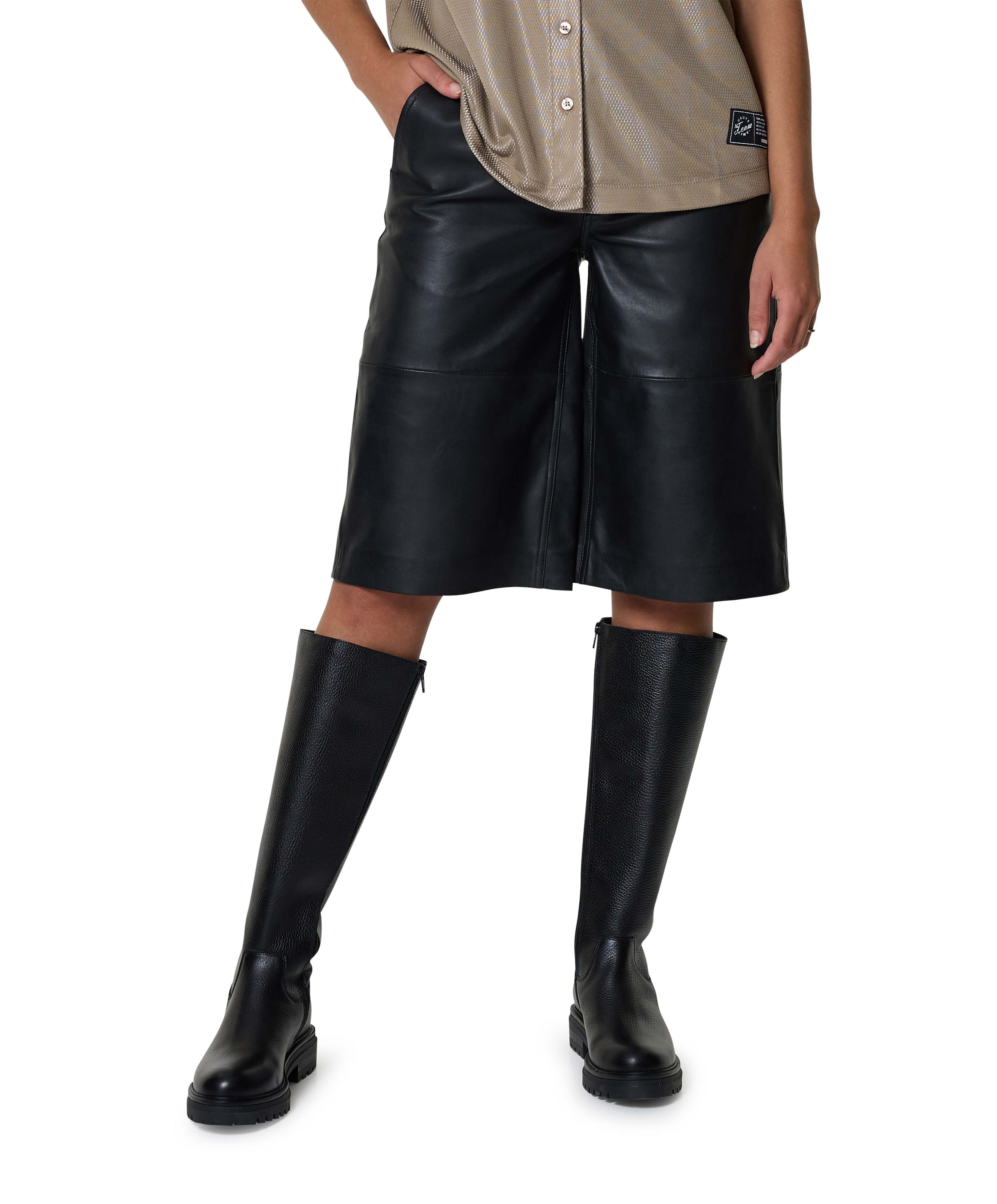 Leather korte broek zwart